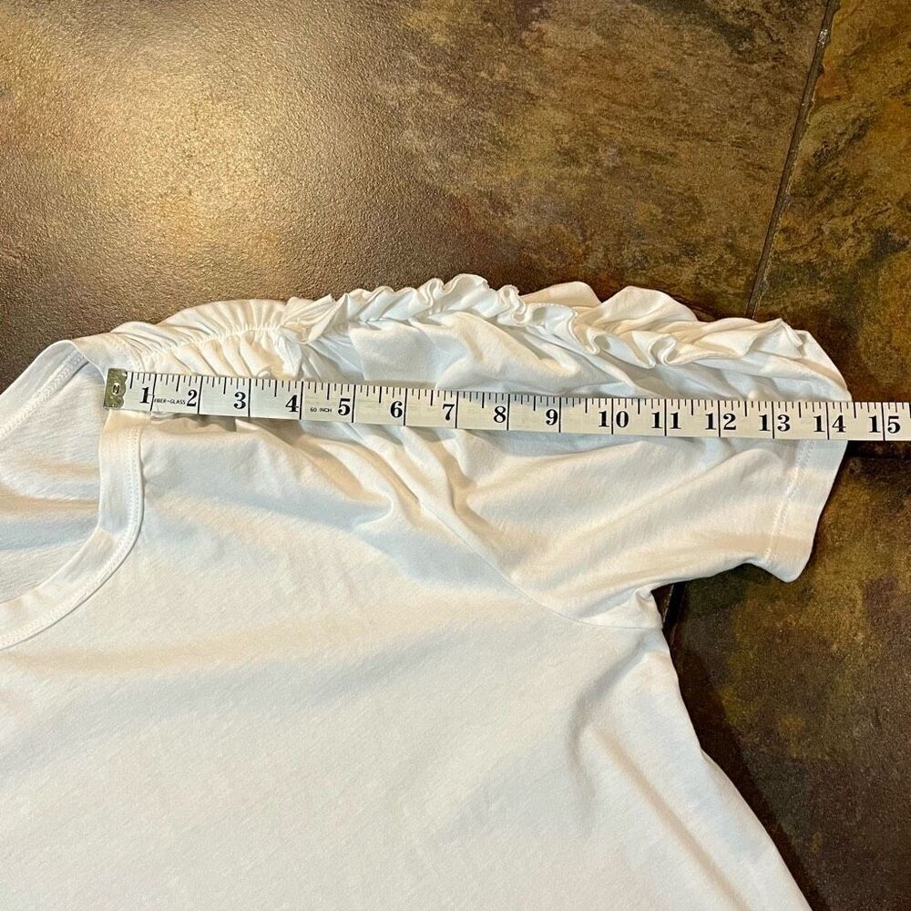 A.L.C. Puff Ruffle Sleeve White Tee Large - Picture 4 of 7